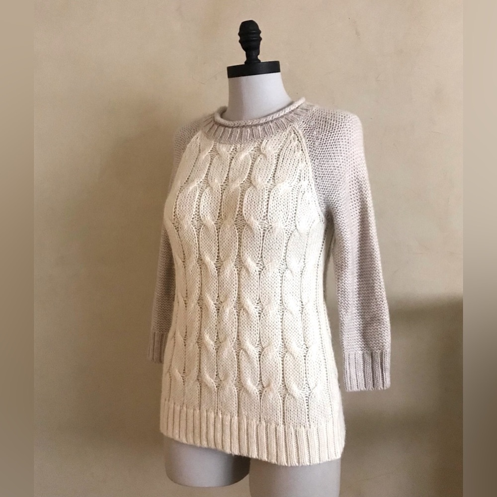 Mossimo Supply Co. Cream and Gray Cable Knit Sweater